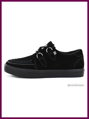 Suede Creeper Sneakers D Ring Lace Up Low Top Shoes